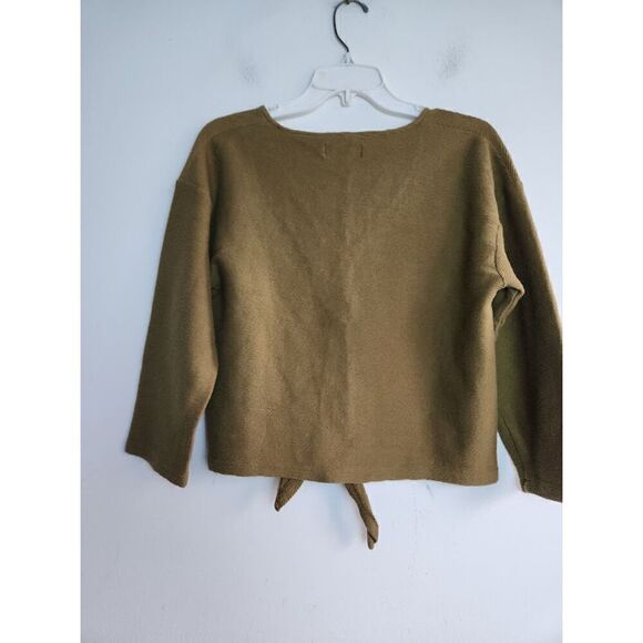 Madewell Texture & Thread Olive Green 100% Cotton Tie Front Top size Large - Picture 8 of 9